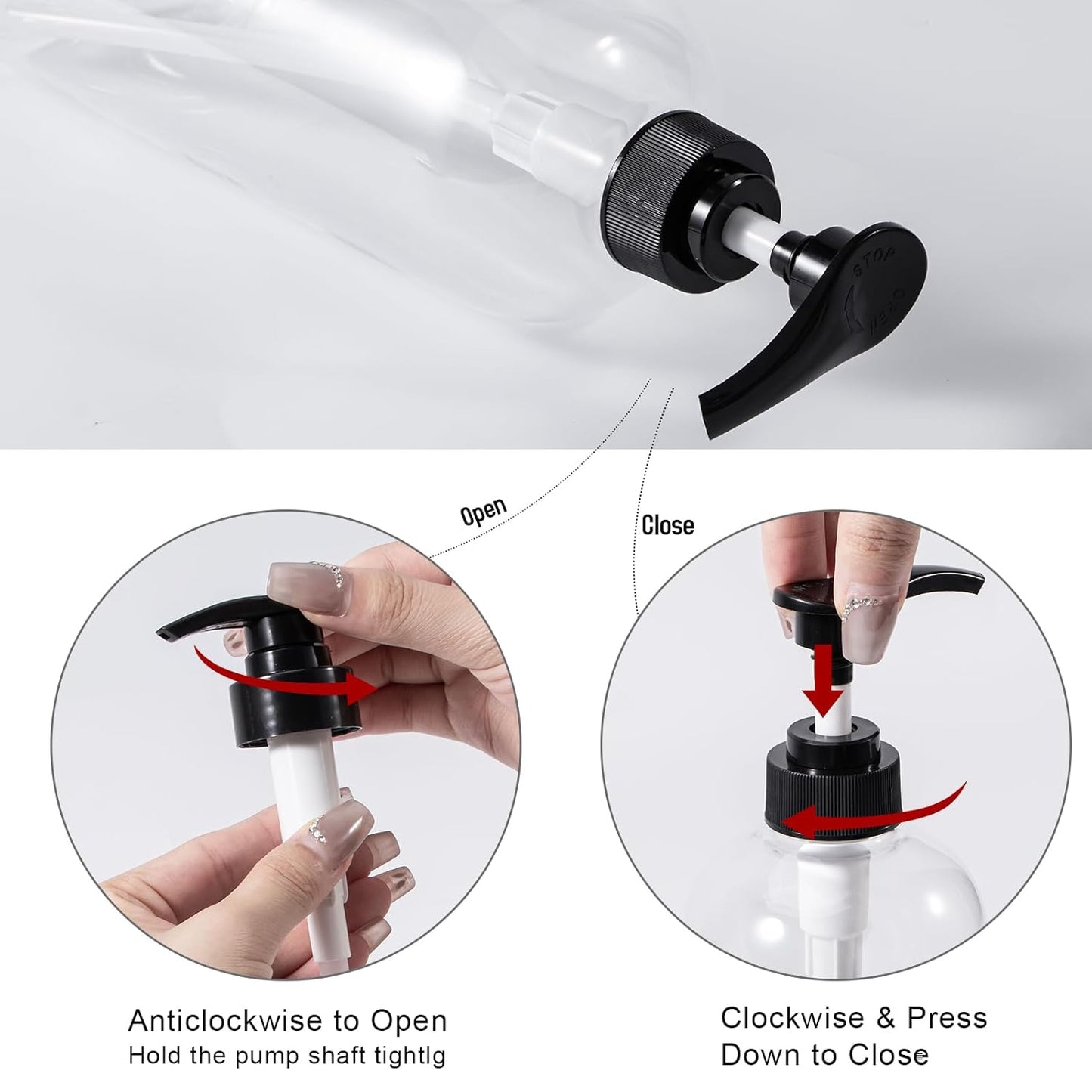 Yebeauty Pump Bottle Dispenser, 33.8oz 1000ml Empty Plastic Shampoo and Conditioner Dispenser, Refillable Shower Soap Dispenser Pump Bottle Containers for Bathroom Kitchen, 2 Pack Clear