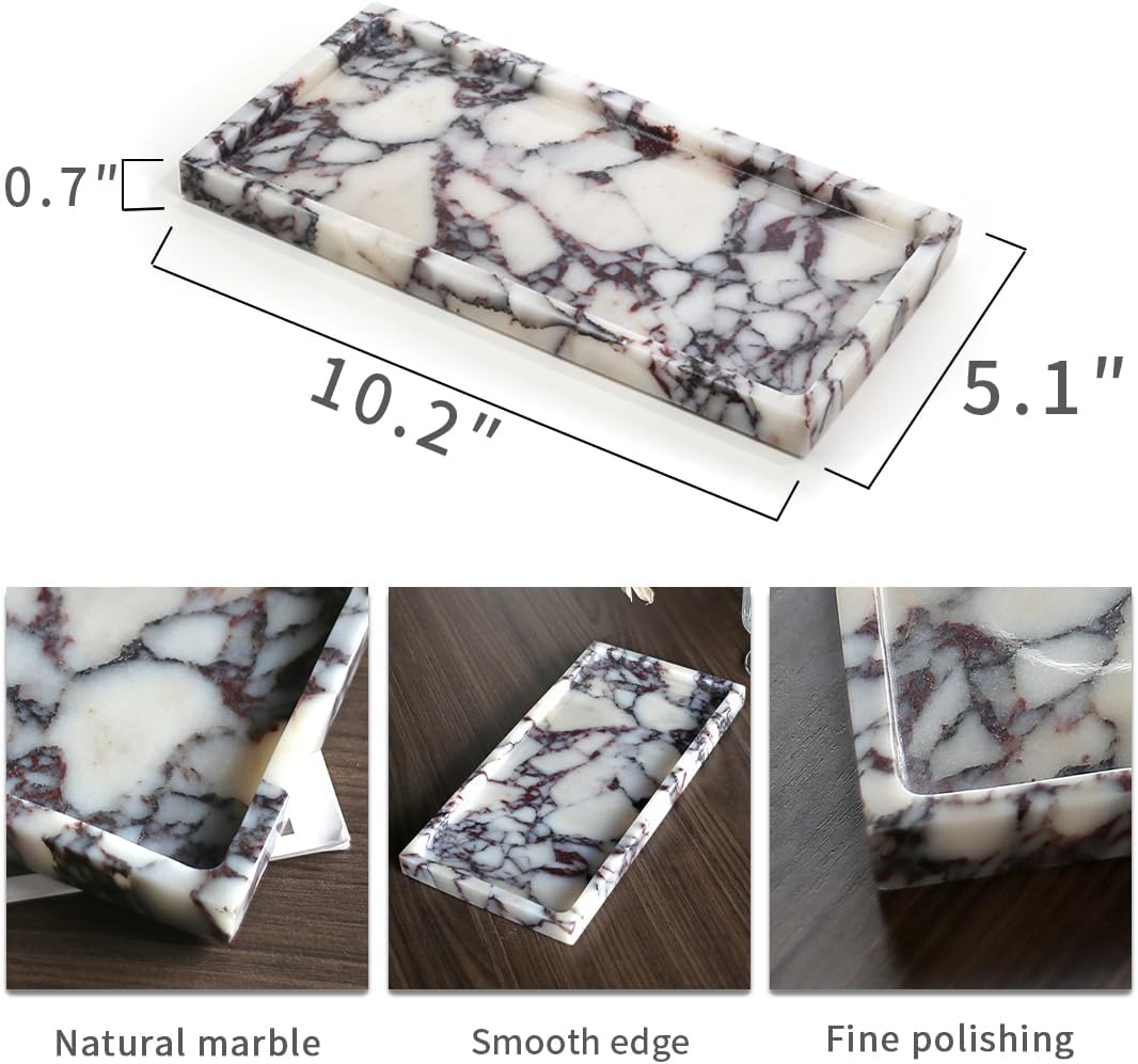 100% Natural Luxury Calaccata Viola Marble Small Hand Towel Tray Holder Organizer, Makeup Bathroom Holder