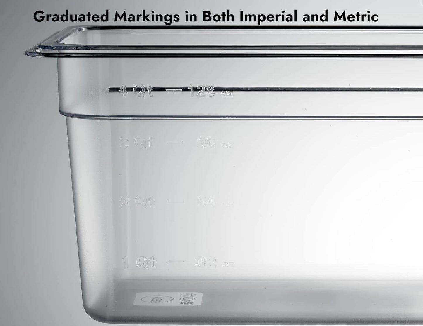 CURTA 6 Pack NSF Food Pans, 1/3 Size 6 Inch Deep, Commercial Polycarbonate Plastic Clear Freezer-Safe