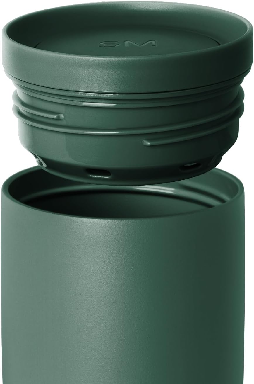 Simple Modern Travel Coffee Mug Tumbler with 360° Lid | Ceramic-Lined Insulated Stainless Steel Cold Brew Iced Coffee Cup | Gifts for Women Men Her Him | Voyager Signature | 12oz | Forest