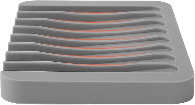 Anwenk 3-Pack Soap Holder for Shower Waterfall Drainer - Flexible Silicone for Shower/Bathroom/Kitchen/Counter Top, Keeps Soap Bars Dry & Clean - Easy to Clean - Grey