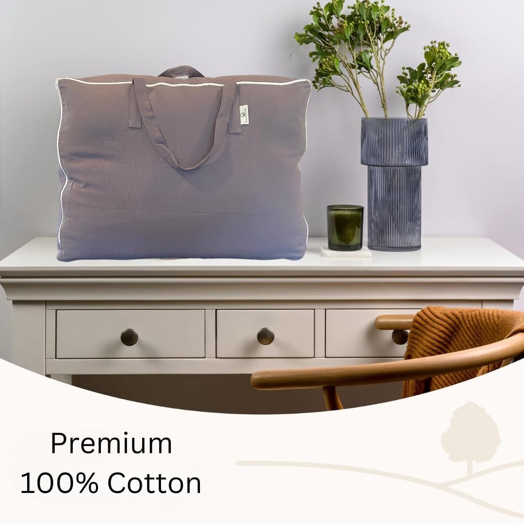 Storage Bag with Handles for Beddings, Comforters, Blankets, Pillows, Linens and Garments | Underbed/WardrobeThick Soft Breathable Closet Organizer Bag (Large (21"X15"X10"), Gray)