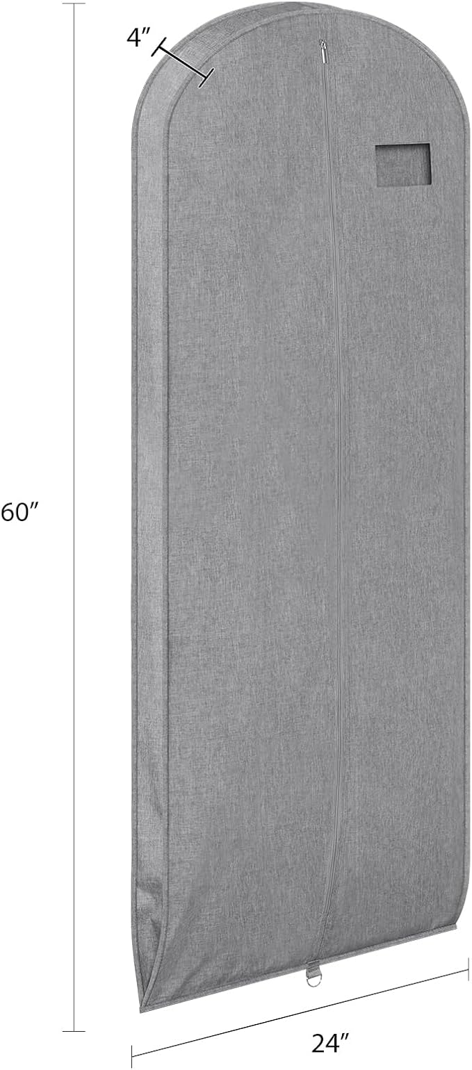 Univivi Garment Bags for Hanging Clothes, 60 Inch Suit Cover Bags for Closet Storage, Hanging Clothes Bag with Zipper and Eye-Hole for Suits, Coats, Jackets, Shirts, 1 Pack - Gray
