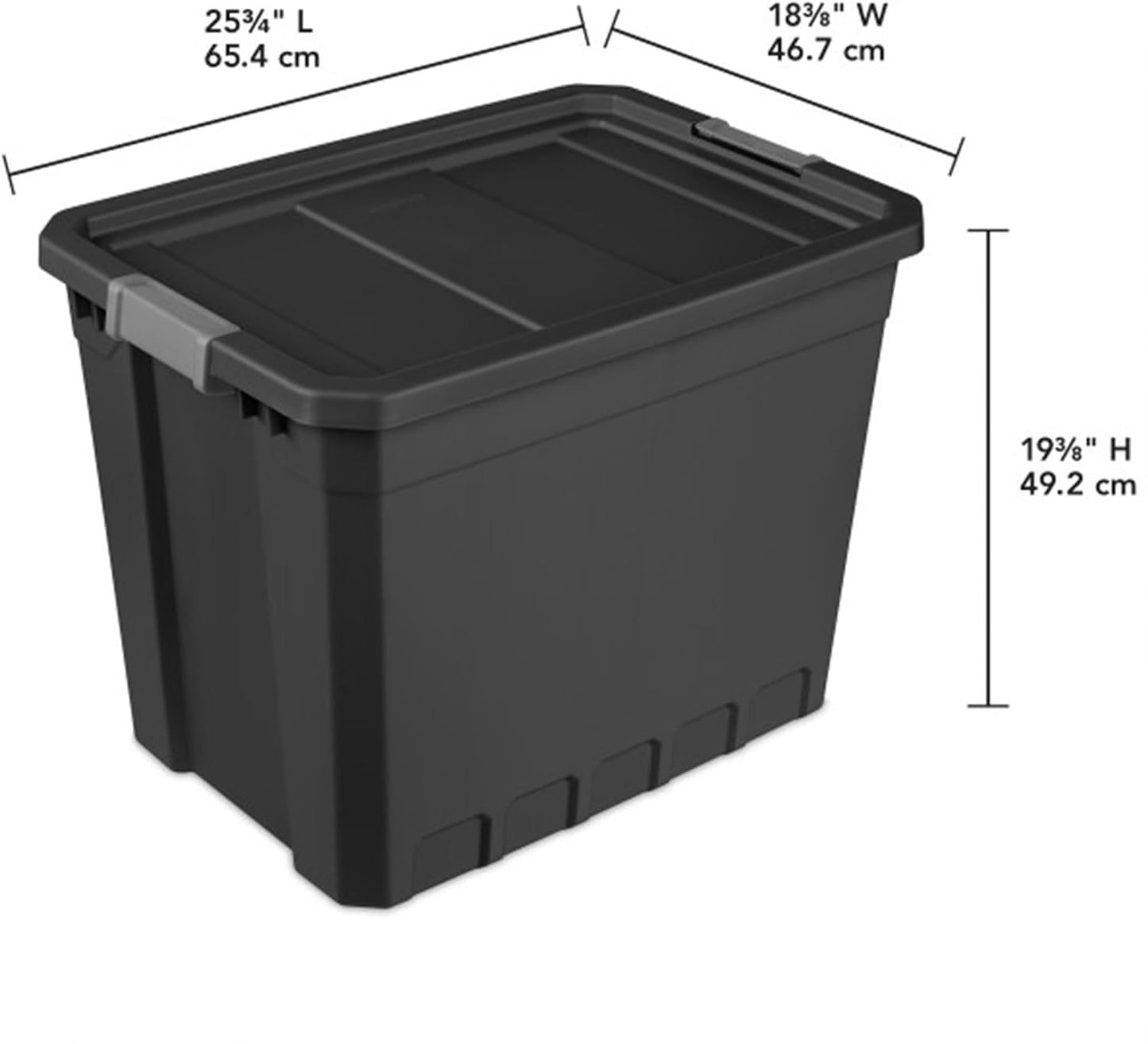 Sterilite 4-Pack Plastic Storage Bins with Lids, Stackable Containers, 27 Gallon, Black