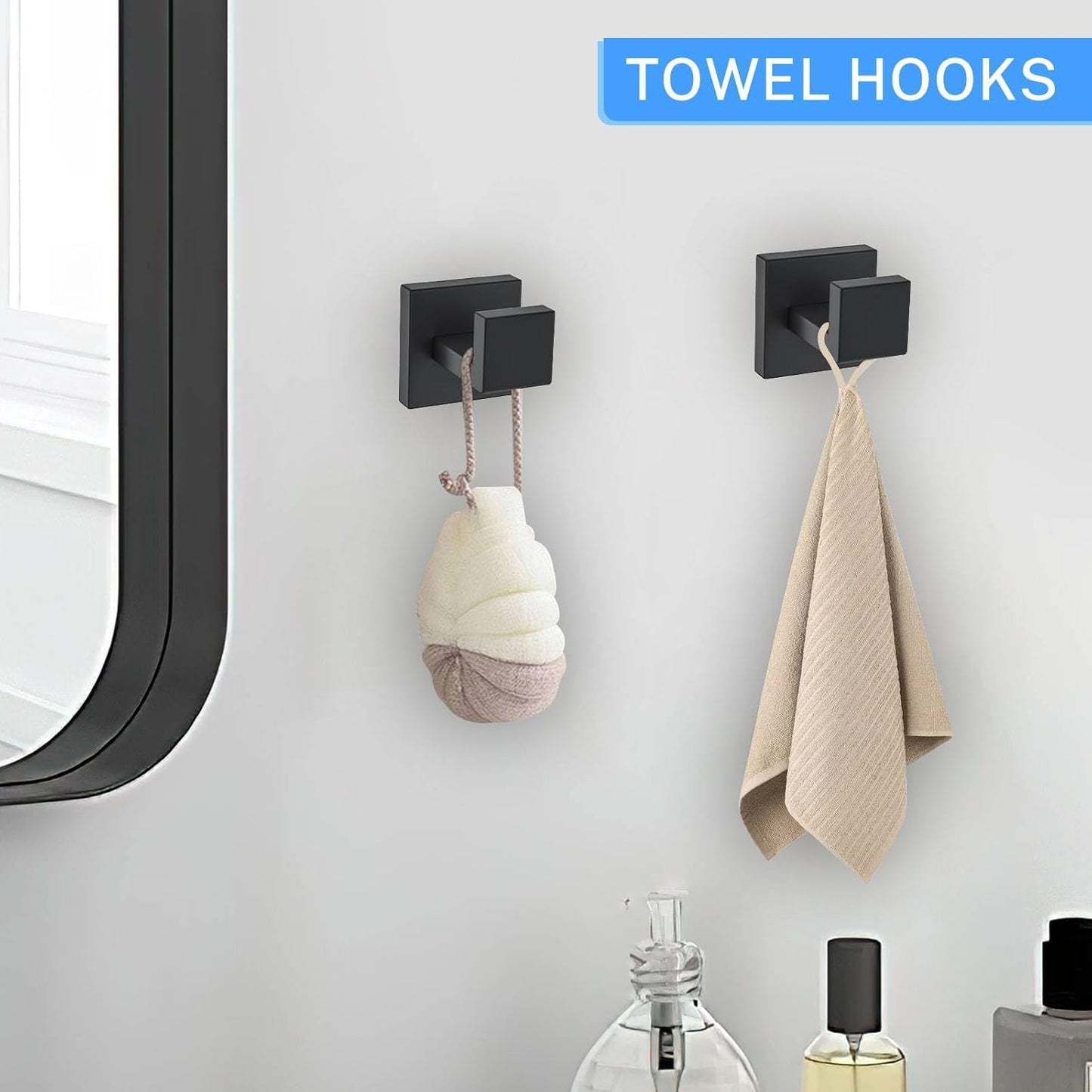 5 Pieces Towel Bar Set Matte Black Bathroom Hardware Accessories Set Include Towel Rack TP Holder Towel Ring Coat Hooks Stainless Steel Wall Mounted Towel Holder Set for Bathroom,23.6 in