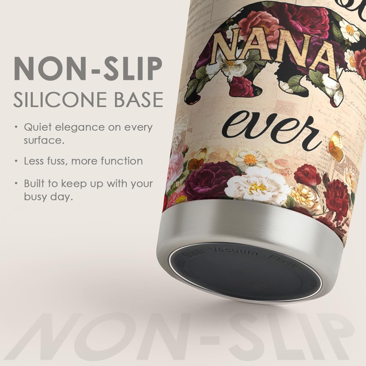 SANDJEST Best Nana Ever Tumbler Gift for Grandmas from Grandkids - 20oz Floral Insulated Stainless Steel Travel Mug Granny Christmas, Birthday, Mother's Day Gifts for Nana, Gigi from Grandchildren