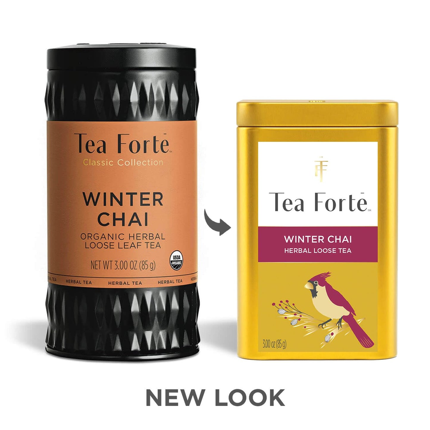 Tea Forte Winter Chai Premium Loose Leaf Caffeine-Free Herbal Tea Blend Canister, Makes 35-50 Cups