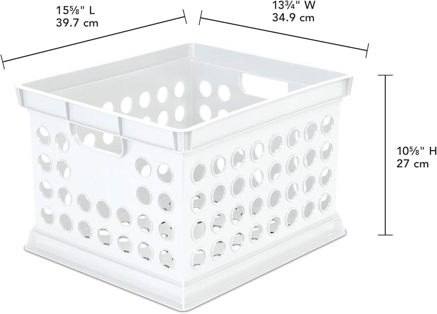 Sterilite Stackable Plastic Storage Crate Bin Organizer File Box with Handles for Home, Office, Dorm, Garage, or Utility Organization, White, 18-Pack