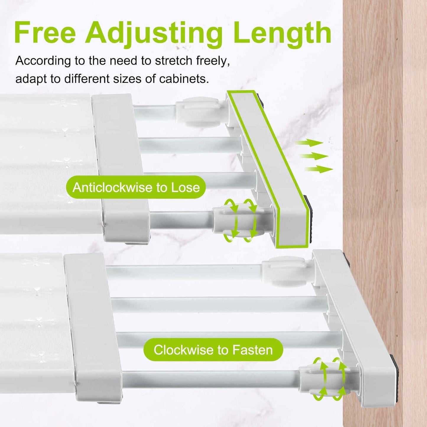 HARFINGTON Expandable Closet Tension Shelf 23.62" to 39.37" Adjustable Closet Organizer 2.5" x 13.78" Flower Pattern Storage Rack for Wardrobe Cupboard Kitchen Bedroom