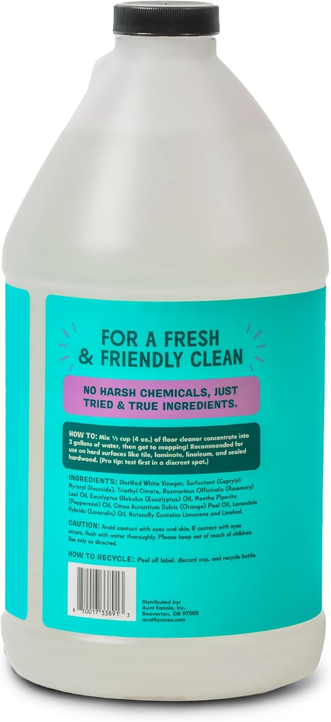 Aunt Fannie's Ultra Concentrated Floor Cleaner Vinegar Wash, Multi-Surface Solution For Mopping, Value Size, Lavender Scent, 64 oz