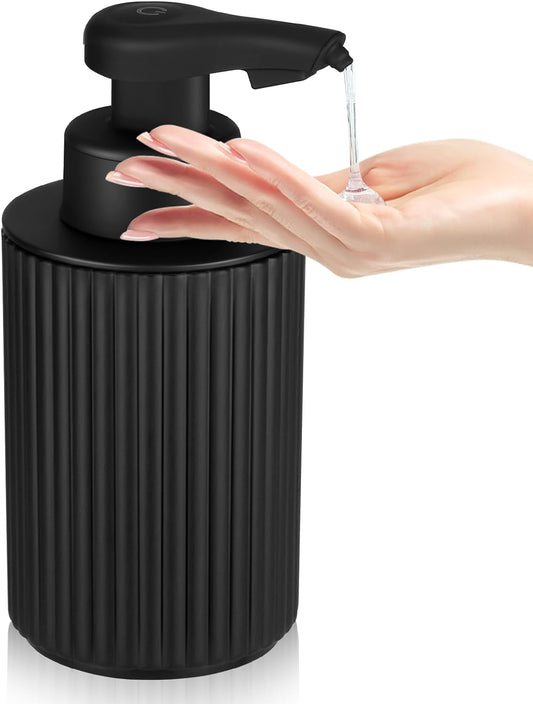 Automatic Soap Dispenser Liquid Touchless: 9oz Black Plastic - Rechargeable Electric Smart 3 Level Adjustable Auto Hand Soap Dispenser - Dish Bathroom Kitchen