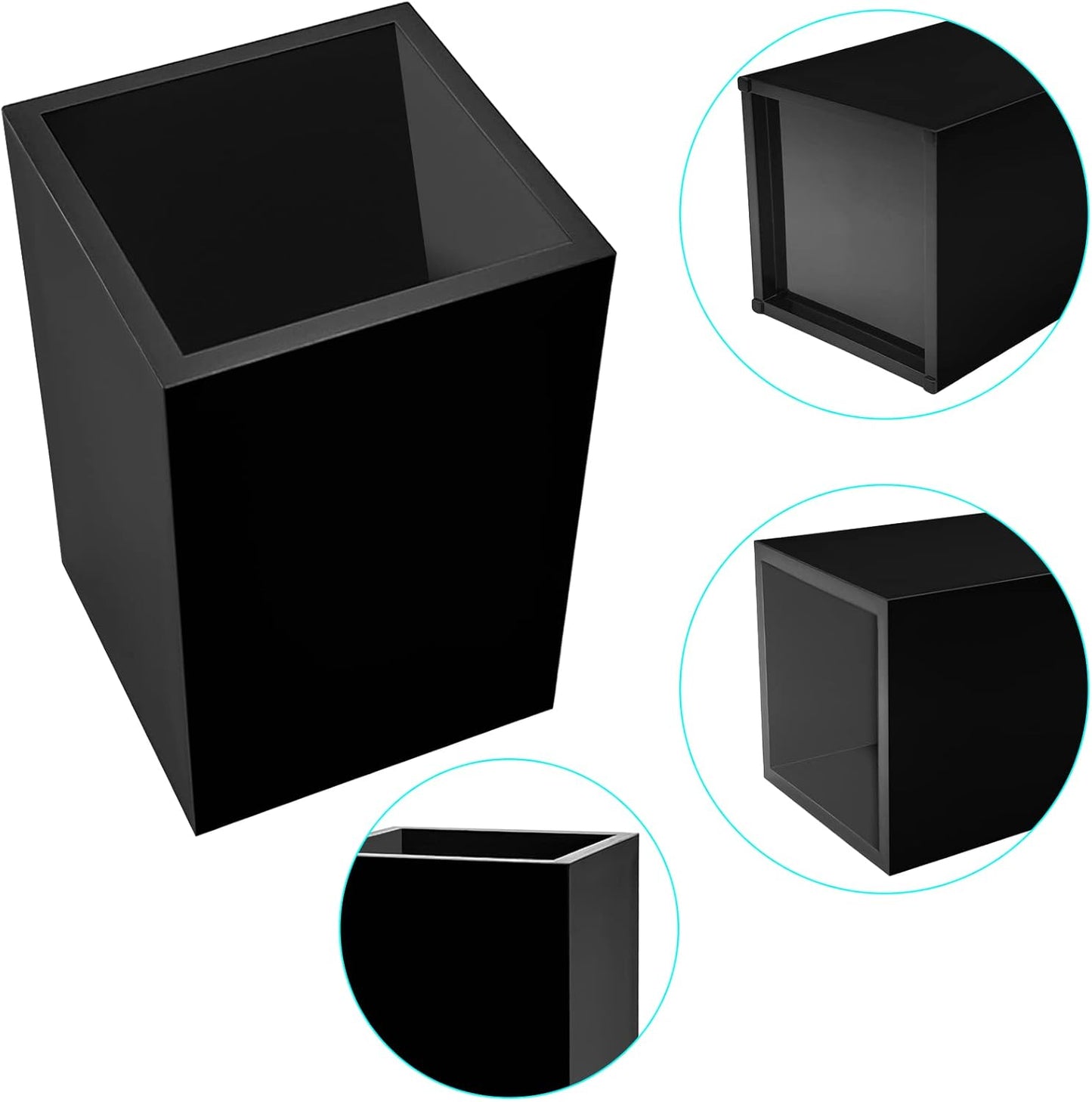 2 Pack Black Acrylic Pencil Pen Holder Cup,Desk Accessories Holder,Makeup Brush Storage Organizer,Modern Design Desktop Stationery Organizer for Office School Home Supplies,2.6x 2.6x 4 inches