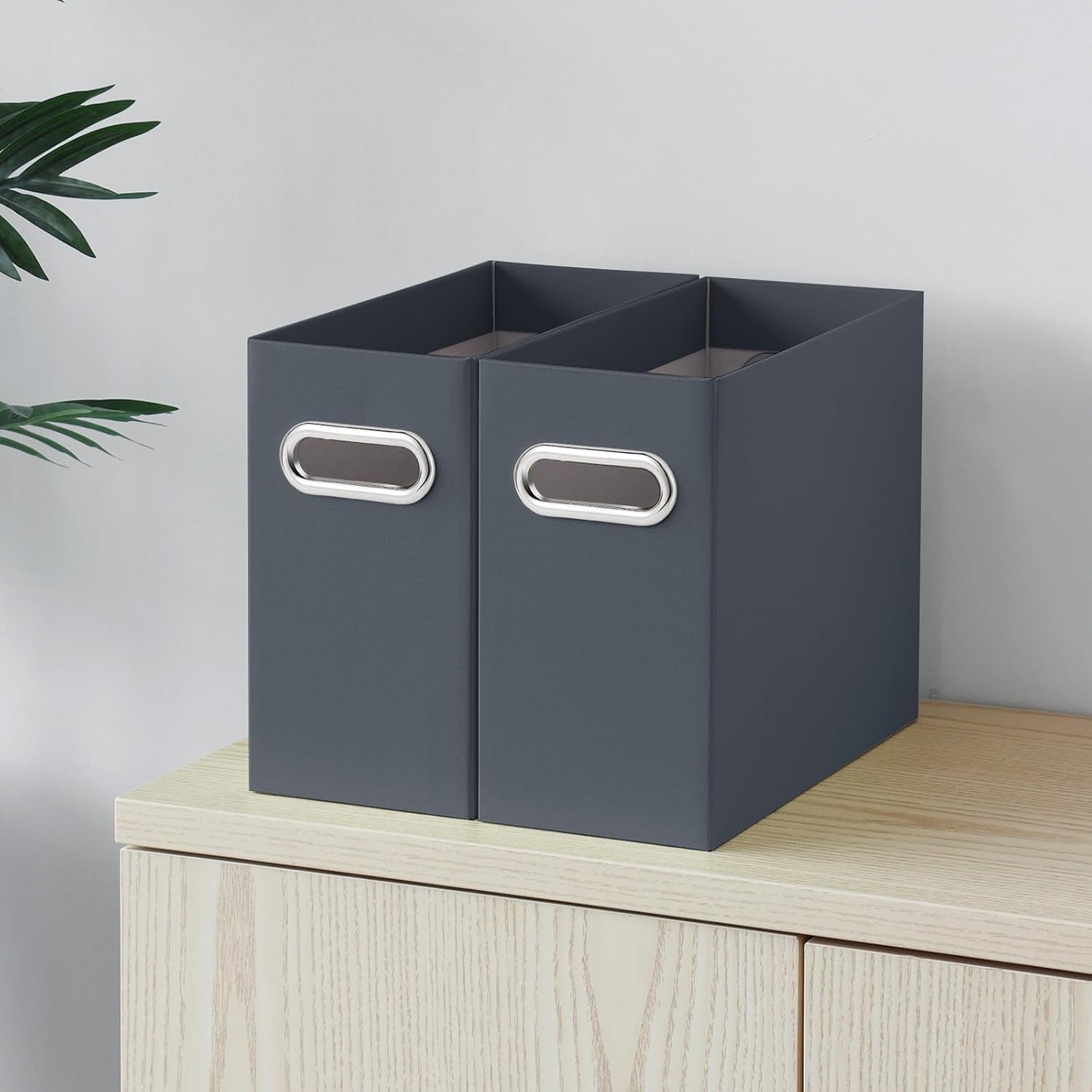 Oterri Cardboard File Organizer Box for Hanging File Folders Letter Size,File Box for Computer Desk,File Cabinet,Working Home,Office,Classroom (Dark Grey, Letter Size - 6 Packs)