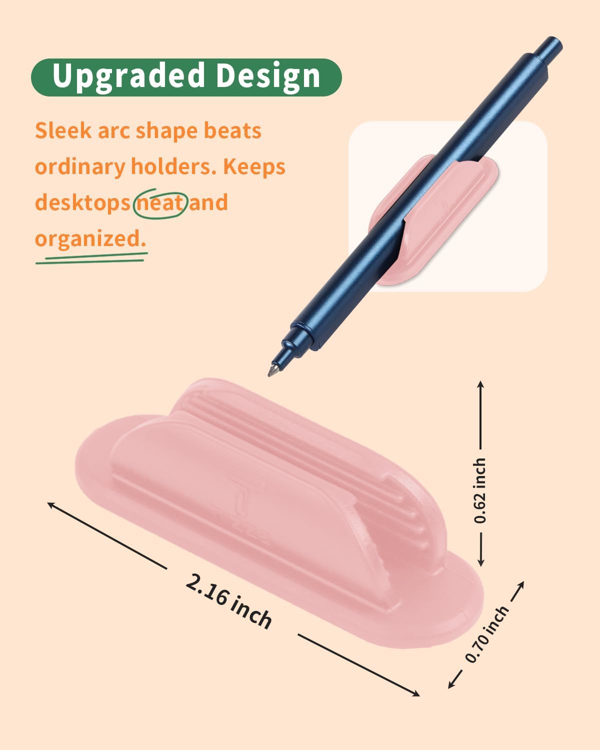 Adhesive Pencil Holders for Desk Set of 10 - Silicone Pen Holder with 15 PCS Adhesive Pads - Flexible Pencil Holder for Office Essentials Accessories and Teacher Supplies, Pink