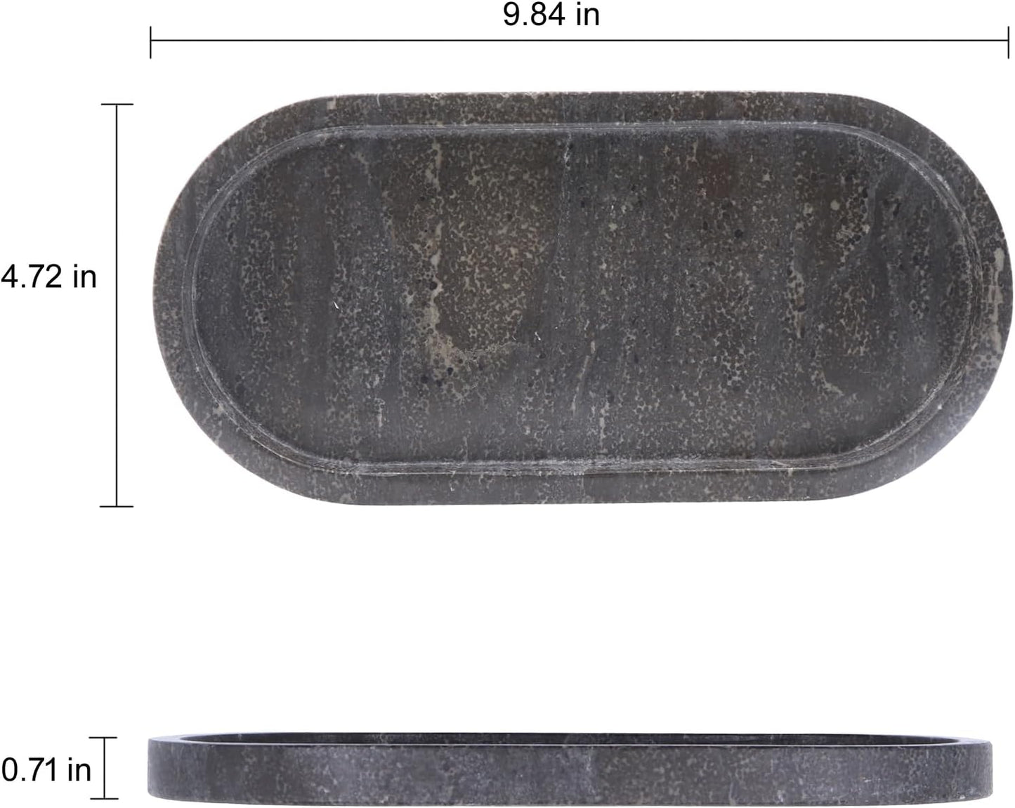 Natural Marble Tray, Oval Vanity Decorative Tray for Bathroom Counter, Countertop Stone Organizer, Catchall Tray for Kitchen, Perfume, Candles, Jewelry Dish Decorative Tray