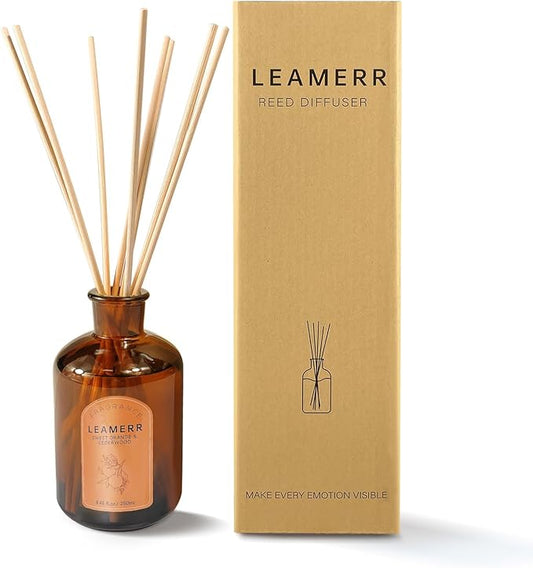 Premium Reed Diffuser Set - 8.8 oz (250 ml) Bedroom Bathroom Living Room Home Fragrance Products Sweet Orange&CEDERWOOD Scent 1 Pack