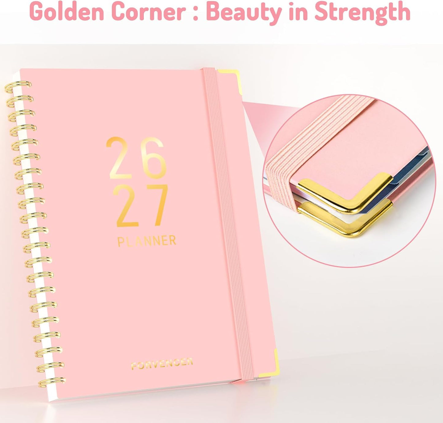 Forvencer Planner 2026-2027, 18 Month Weekly and Monthly Calendar Planner, Jan 2026 -June 2027, 8.5" x 11", Daily Agenda Book with Tabs, College Organizer Notebook, School Supplies for Student Teacher Classroom, A4, Beige