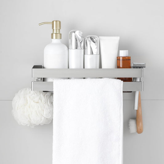 No Drilling Shower Caddy Rustproof Bathroom Organizers and Storage Large丨Wall-Mounted Shelves丨Stainless Steel Shower Rack for Bathroom Decor & Storage - Silver