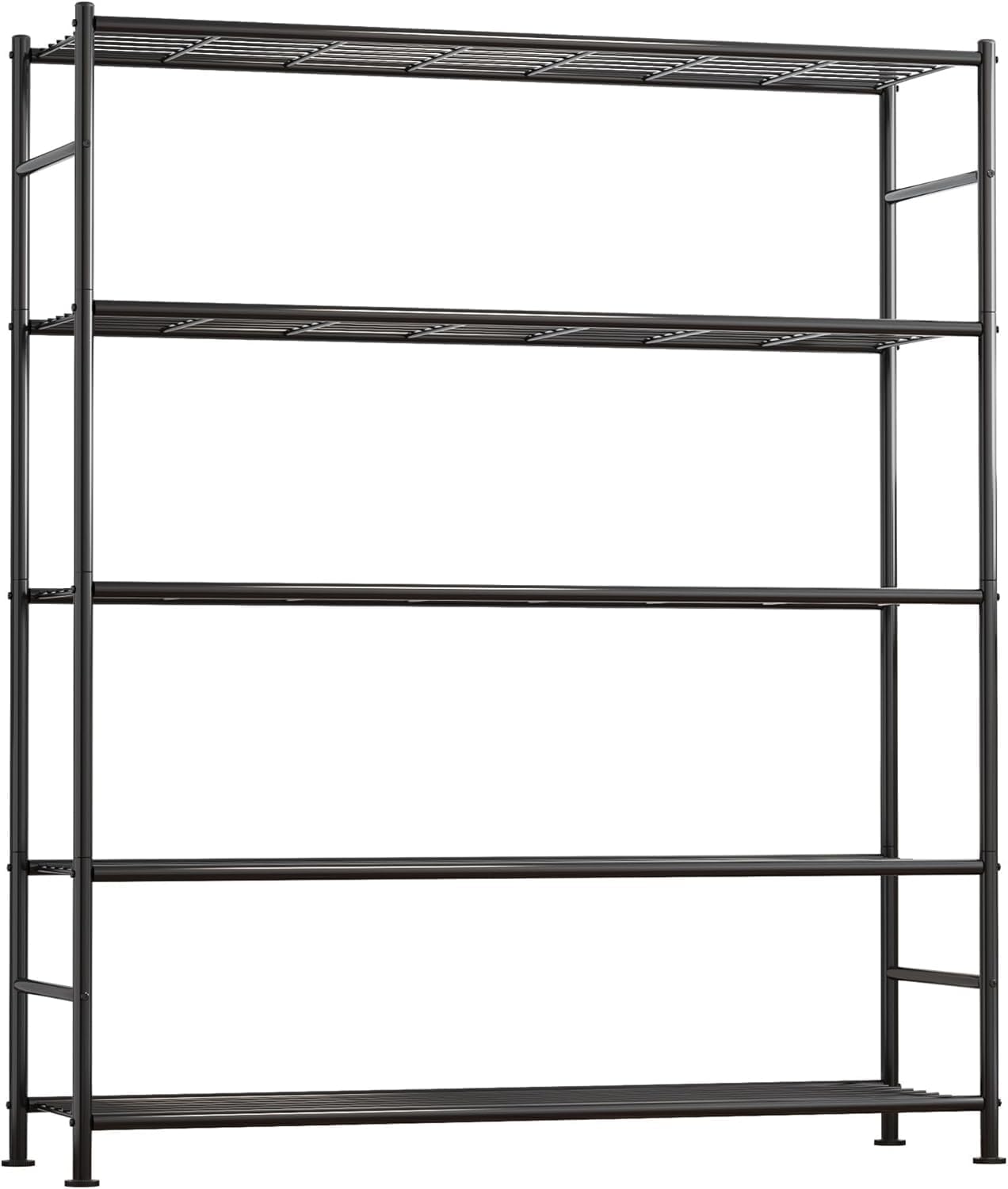 Storage Shelves - 5 Tier Shelf Organizer, Heavy Duty Garage Shelving Unit with Leveling Feet, Stable Metal Shelves Organizer for Pantry, Kitchen and Closet, 46.3" W x 12.6" D x 60.3" H, Black