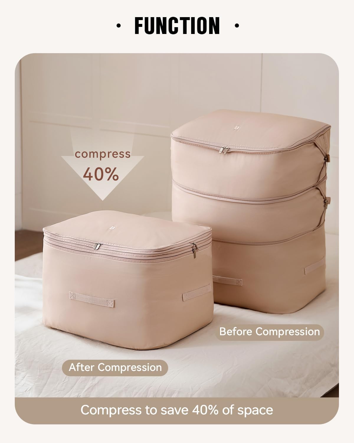 Eachy 3-Pack Comforter Storage Bag Blanket Storage Bags, 136L Compression Storage Bags for Blanket Comforter, Ultra Space Saving Self Compression Organizer