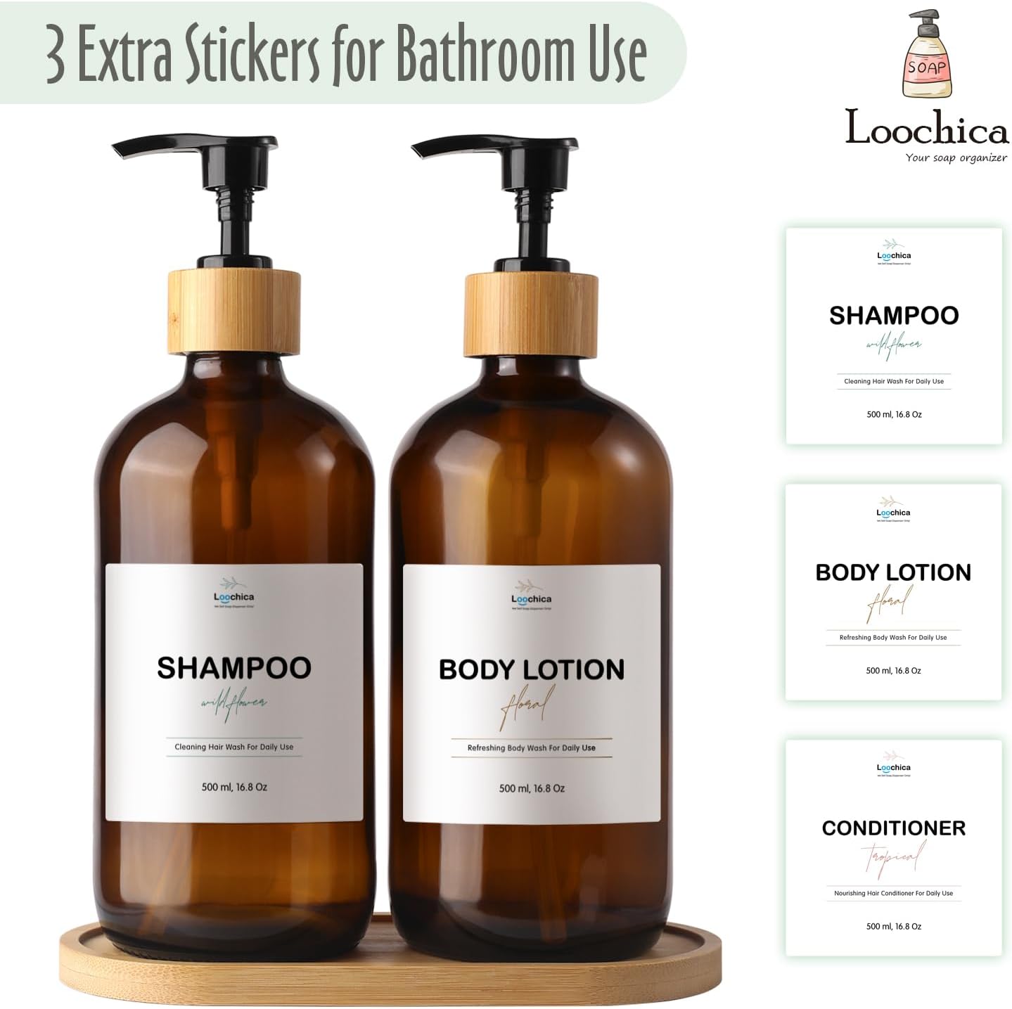 Amber Glass Soap Dispenser Set with Tray, Amber Dish and Hand Soap Dispenser Set, Refillable Reusable Apothecary Soap Pump Dispenser Bottles for Bathroom and Kitchen