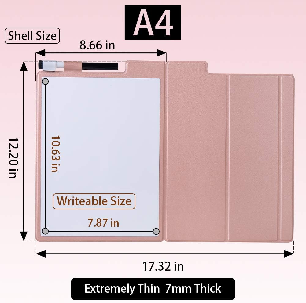 9" x 12" Small White Board, Dry Erase Board, Portable Whiteboard with Stand, Magnetic Desktop Whiteboard with PU Cover Case, A4 Notebook White Board Easel for Office, Home, School(Pink)