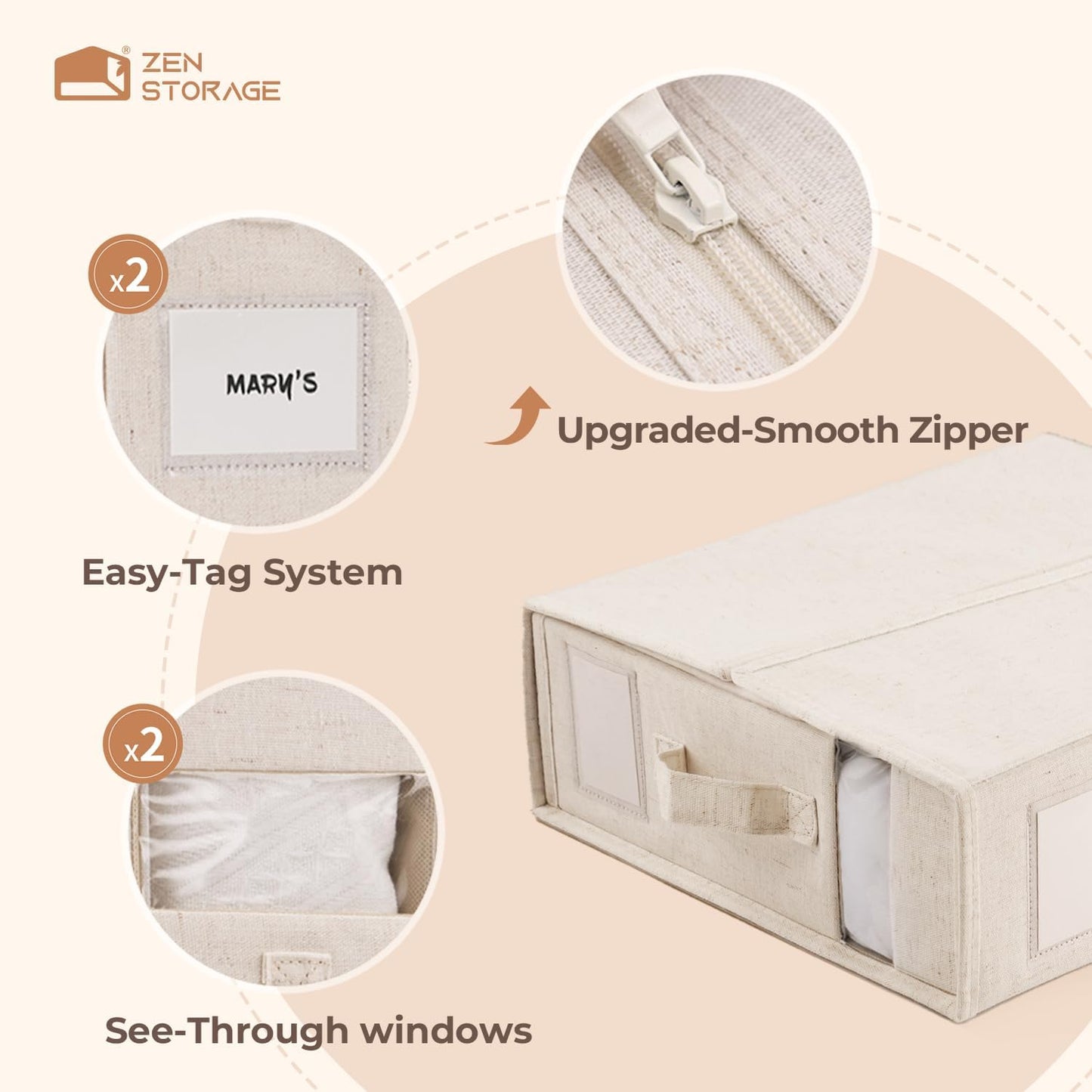 6Pack Linen Sheet Organizers and Storage - King/Queen Size Sheet Storage Organizer with Window, Foldable & Dustproof Sheet Organizer for Linen Closet for Summer Blankets & Sheet Sets,Off-white