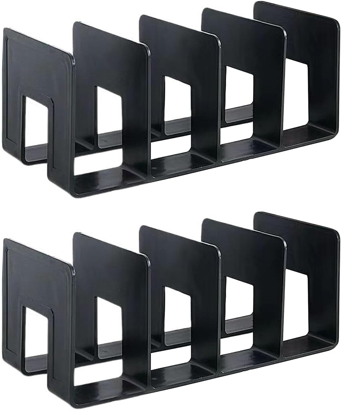 2PCS Acrylic File Organizer for Desk, Desktop Document/Mail Organizer, 4 Compartments Plastics Invisible Bookshelf Floating (12.5" x 5.7" x 5", Black)