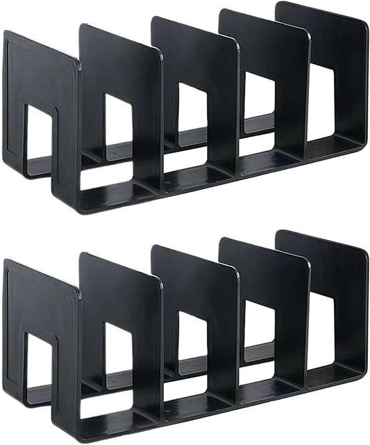 2PCS Acrylic File Organizer for Desk, Desktop Document/Mail Organizer, 4 Compartments Plastics Invisible Bookshelf Floating (12.5" x 5.7" x 5", Black)