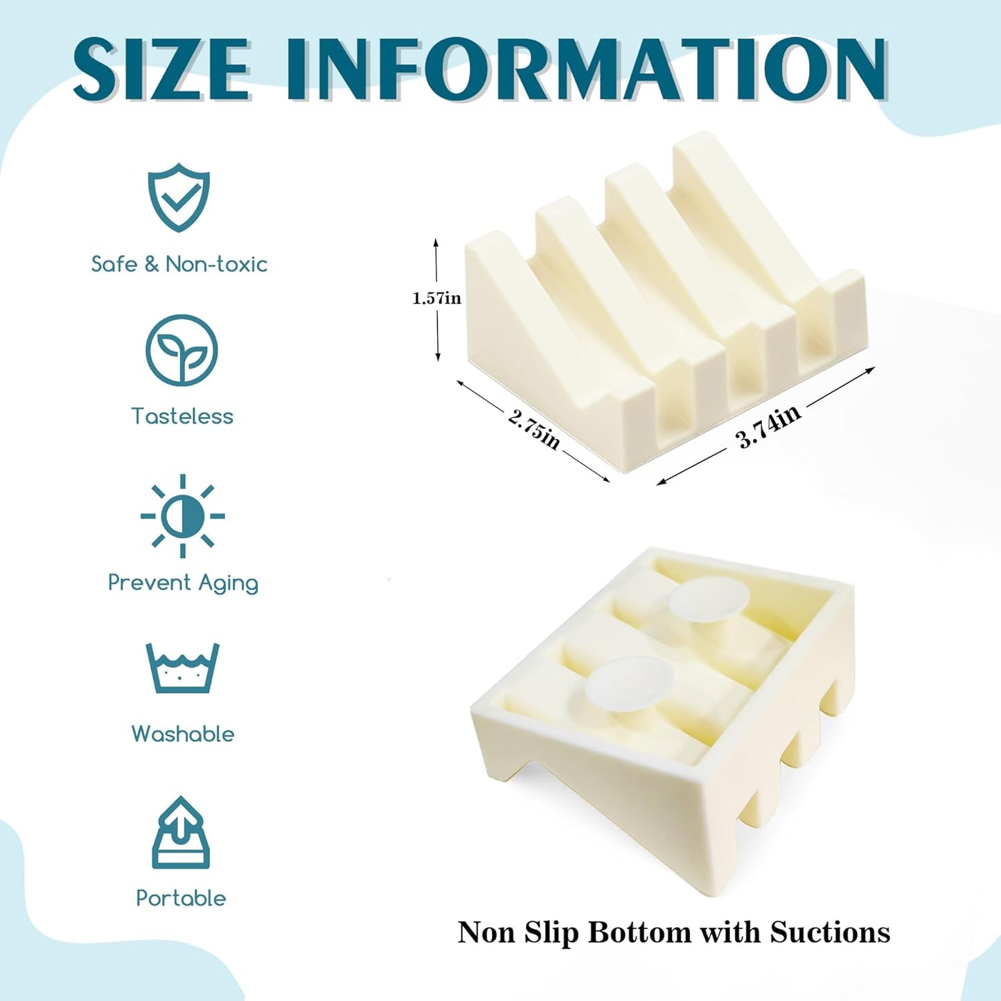 Self Draining Soap Dish,Silicone Suction Cup Soap Holder, Bathroom Soap Dish for Bar Soap,Can Extend Soap Life,Bathroom, Bath Tub, Kitchen Sink (3, Cream White)