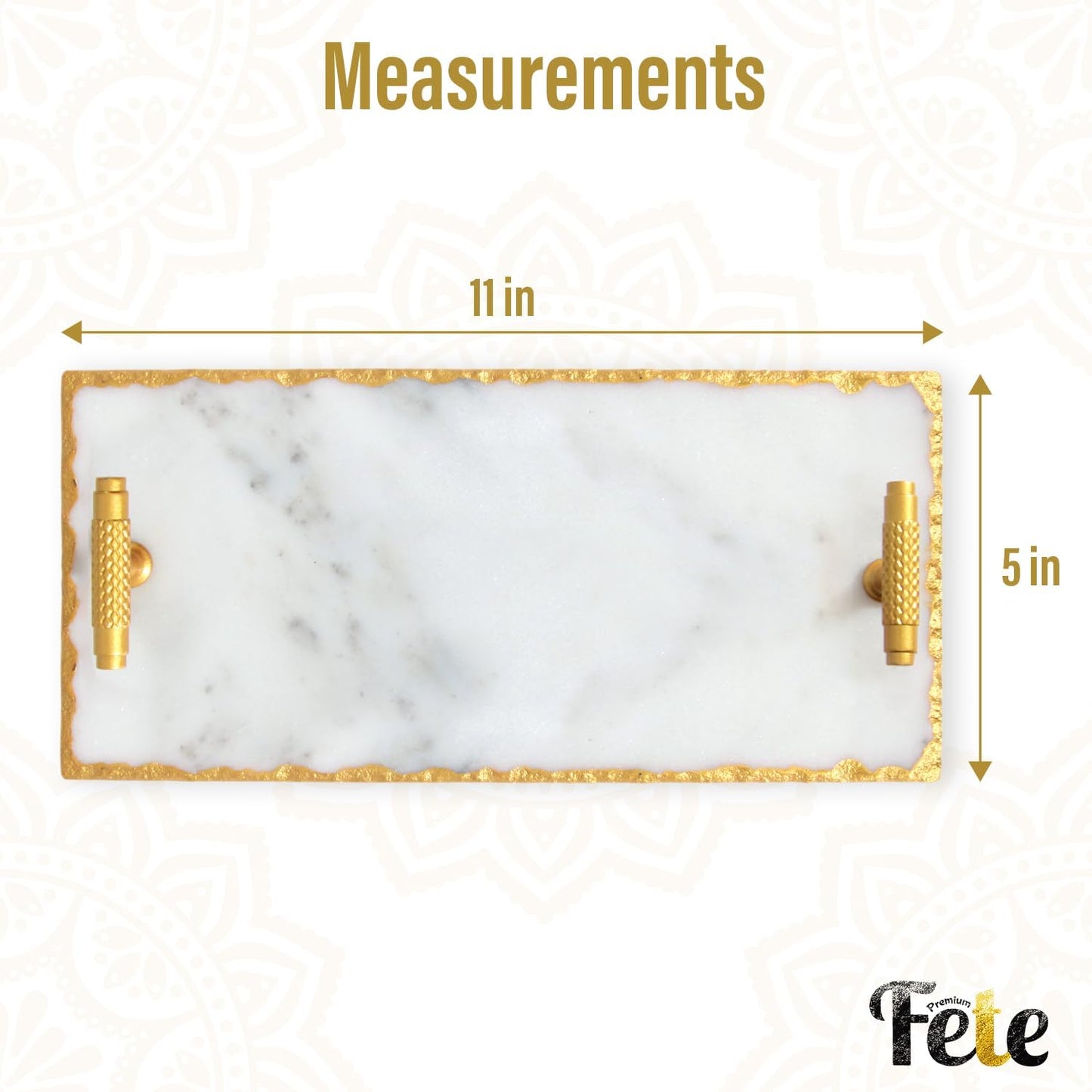 Guest Towel Holder Tray for Bathroom - Premium Marble Tray With Gold Rim - Bathroom Hand Towel Tray, The Perfect Vanity Tray for Bathroom.