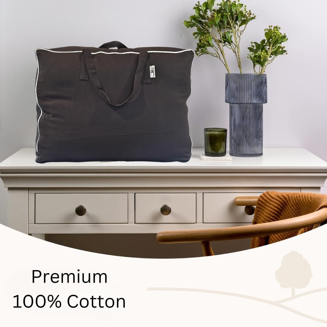 Storage Bag with Handles for Beddings, Comforters, Blankets, Pillows, Linens and Garments | Underbed/WardrobeThick Soft Breathable Closet Organizer Bag (X-Large (24"x15"x12"), Black)