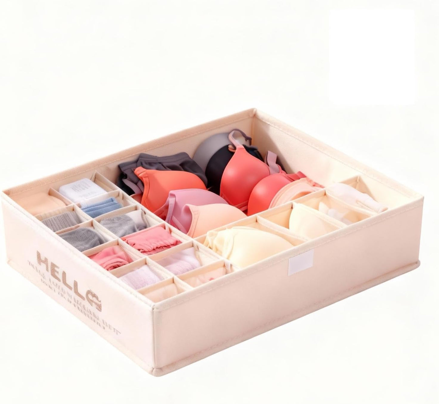 Foldable 18 Drawer Organizer for Clothes，Cloth Drawer Organizer and Dresser Drawer Organizers，Organizer Bins and Drawer Divider Underwear，Socks，Bra，Tie，Belt (Almond Pink)