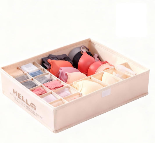 Foldable 18 Drawer Organizer for Clothes，Cloth Drawer Organizer and Dresser Drawer Organizers，Organizer Bins and Drawer Divider Underwear，Socks，Bra，Tie，Belt (Almond Pink)