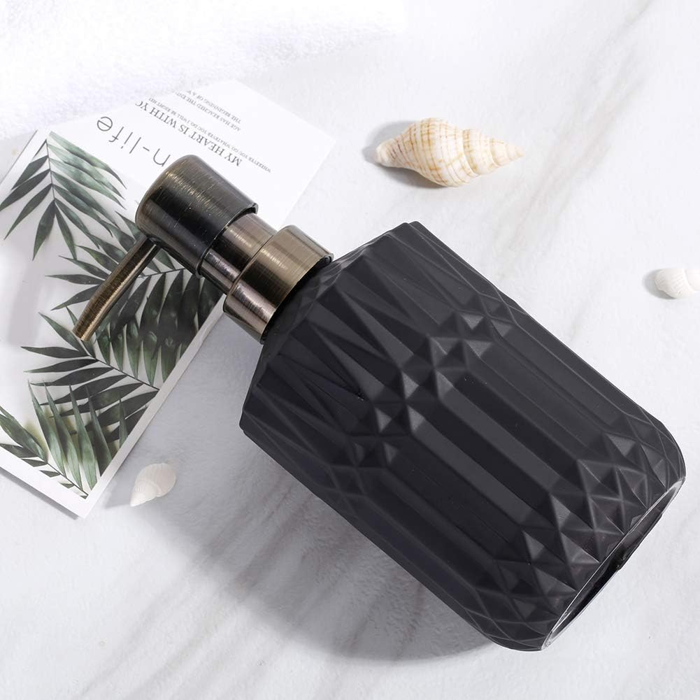 Soap Dispenser with Pump, Refillable Liquid Hand Soap Dish Soap Dispensers for Bathroom Counter, Kitchen Sink (Black)