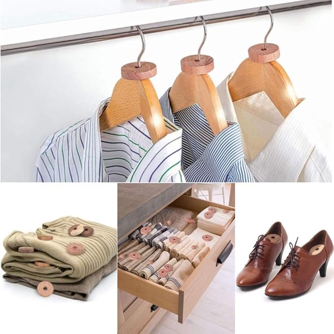 Cedar Blocks for Clothes Storage 60PCs, Red Cedar Hang Ups, Balls, Rings and Sachet Bags for Closets and Drawers
