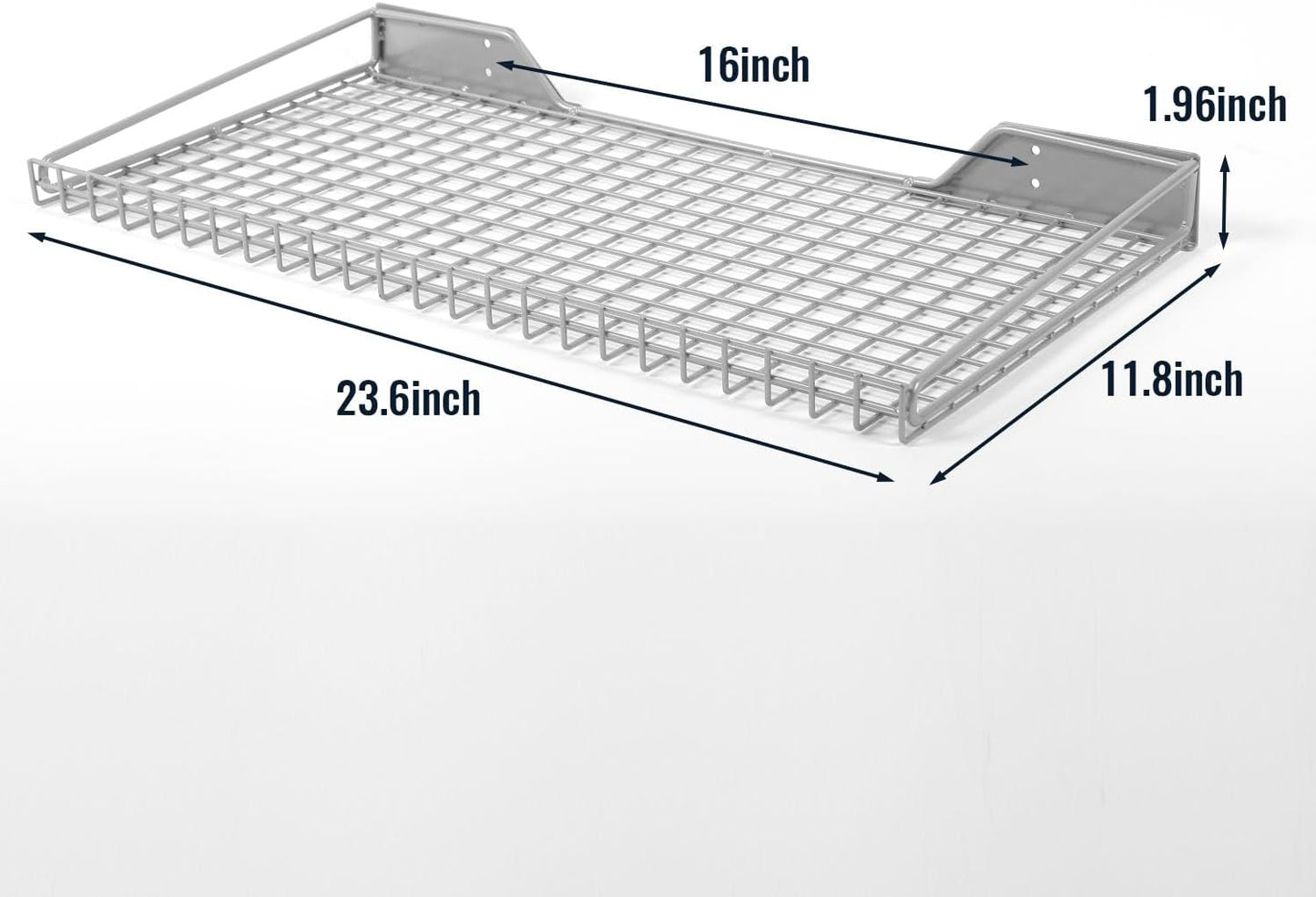 Wallmaster Heavy Duty Garage Wall Shelving 2 Pack 23.6"x11.8" Metal Wire Shelves Wall Mount Mesh Storage Rack for Garage, Office, Basement and Kithcen, max Load 65 lbs (Grey)