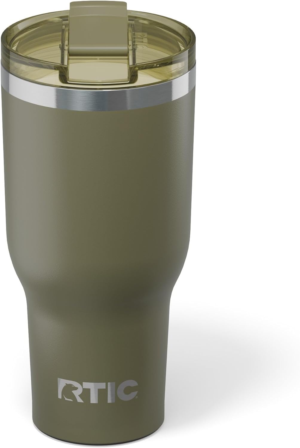 RTIC 40oz Essential Tumbler with Lid, Ceramic Lined, Insulated, Stainless Steel, Metal, Double Wall Vacuum-Insulation, Travel Cup for Iced Coffee, Tea, Hot and Cold Drink, Olive