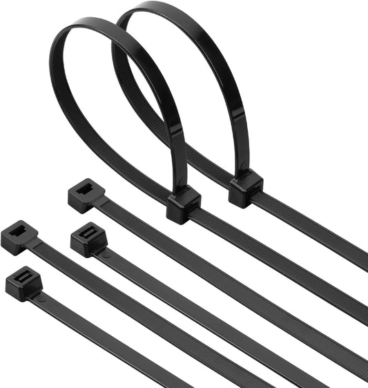 40PCS 24 inch Cable Zip Ties Heavy Duty 250lbs Tensile Strength Nylon Long Wire Ties Self-Locking Durable Plastic Tie Wraps for Indoor and Outdoor UV Resistant(Black)