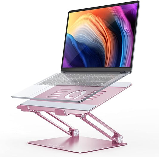 Lamicall Adjustable Laptop Stand, Portable Laptop Riser, Aluminum Laptop Stand for Desk Foldable, Ergonomic Computer Notebook Stand Keyboard Platform for MacBook Air Pro, Dell XPS (10-17.3'') -Pink