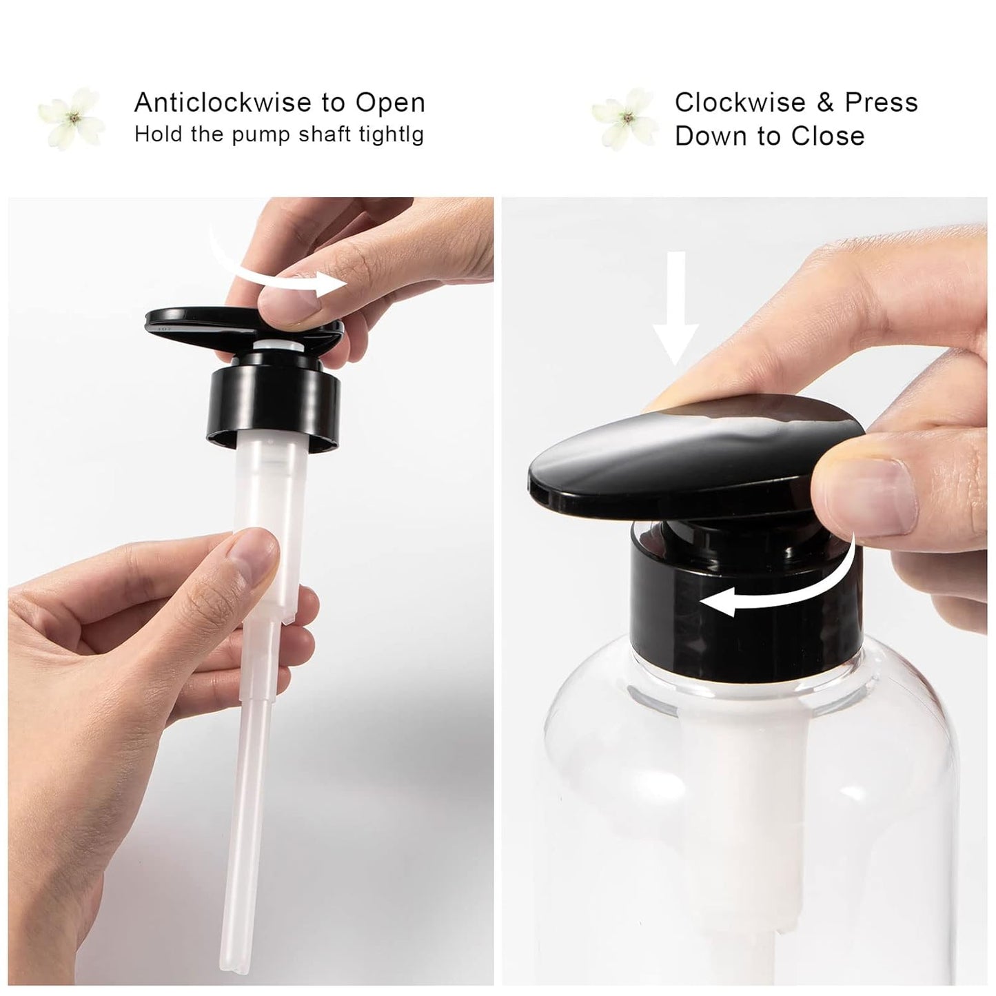 Yebeauty 2 Pack Clear Pump Bottles 17oz/500ml, Empty Plastic Lotion Bottle Pump Dispenser with Pump Refillable