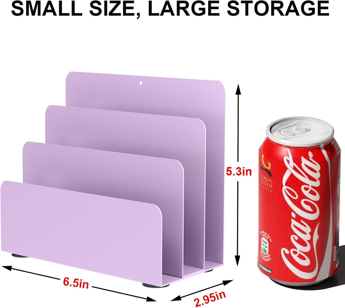 Mail Organizer Countertop, Small Desk File Organizer, Metal File Holder - Essential Workspace Organizers for Office Desk, Home Office (Purple)