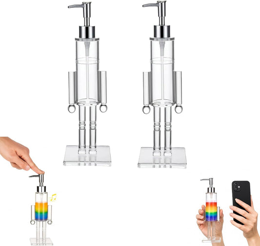 Nutcracker Soap Dispenser, 11.8" Acrylic Clear Nutcracker Soap Dispenser – Refillable Hand Pump Bottle for Bathroom, Kitchen & Countertop Decor, Perfect for Christmas Holiday (2pc)