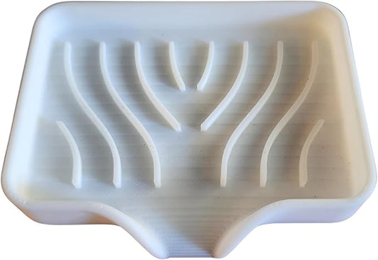 Plastic Soap Dish with Drainage Ridges, White, Water-Draining Design