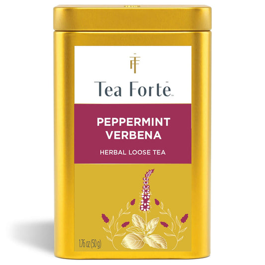 Tea Forte Peppermint Verbena Premium Loose Leaf Caffeine-Free Herbal Tea Blend Canister, Makes 35-50 Cups