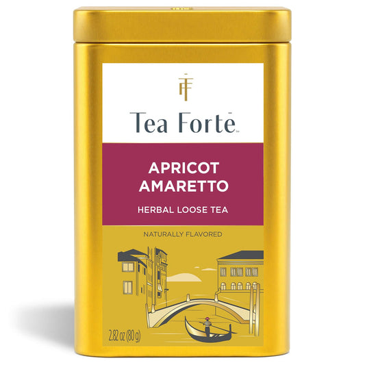 Tea Forte Apricot Amaretto Premium Loose Leaf Caffeine-Free Herbal Tea Blend Canister, Makes 35-50 Cups