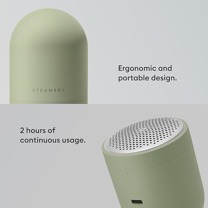 Steamery Fabric Shaver Pilo 2, Removes Lint and Pilling from Clothes and Textiles, Rechargeable Lint Remover with USB, Green