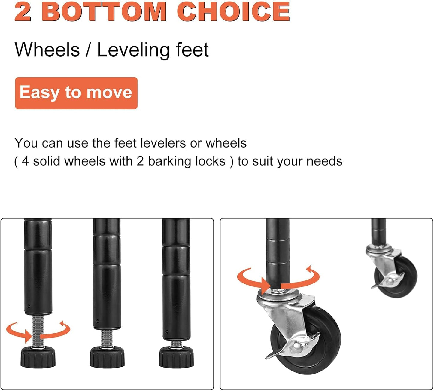 6-Tier Storage Shelves NSF Certified Wire Shelving Unit on Wheels Heavy Duty Metal Shelves Adjustable Steel Shelving 2100Lbs Capacity for Closet Pantry Basement- (18"x48"x82", Black)