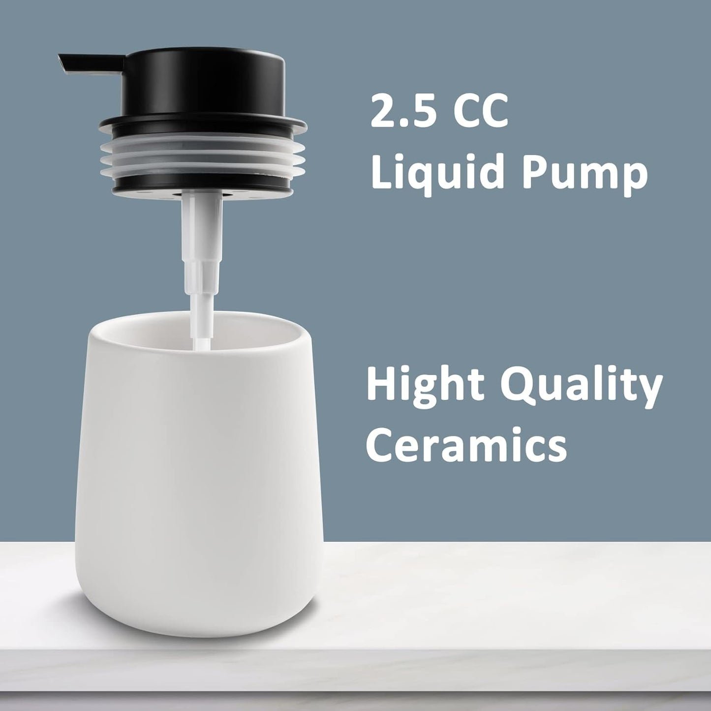 Soap Dispenser Ceramic with Easy-to-Press Pump Hand Lotion Liquid Dispenser for Shampoo Bathroom Kitchen 12 oz Blackwhite