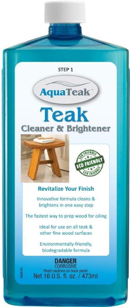 AquaTeak Patented Moa Oval Teak Shower Organizer Two-Step Care Kit